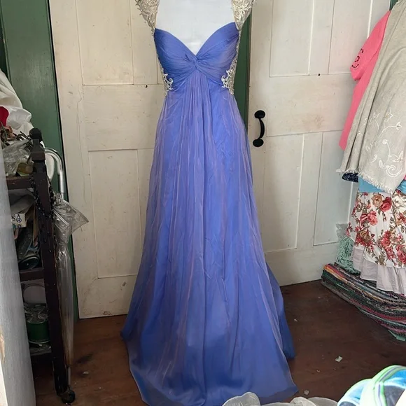 NWT LaFemme Gown Rhinestone Prom Bridesmaid Pageant Maxi Formal New Years Party - Picture 3 of 11